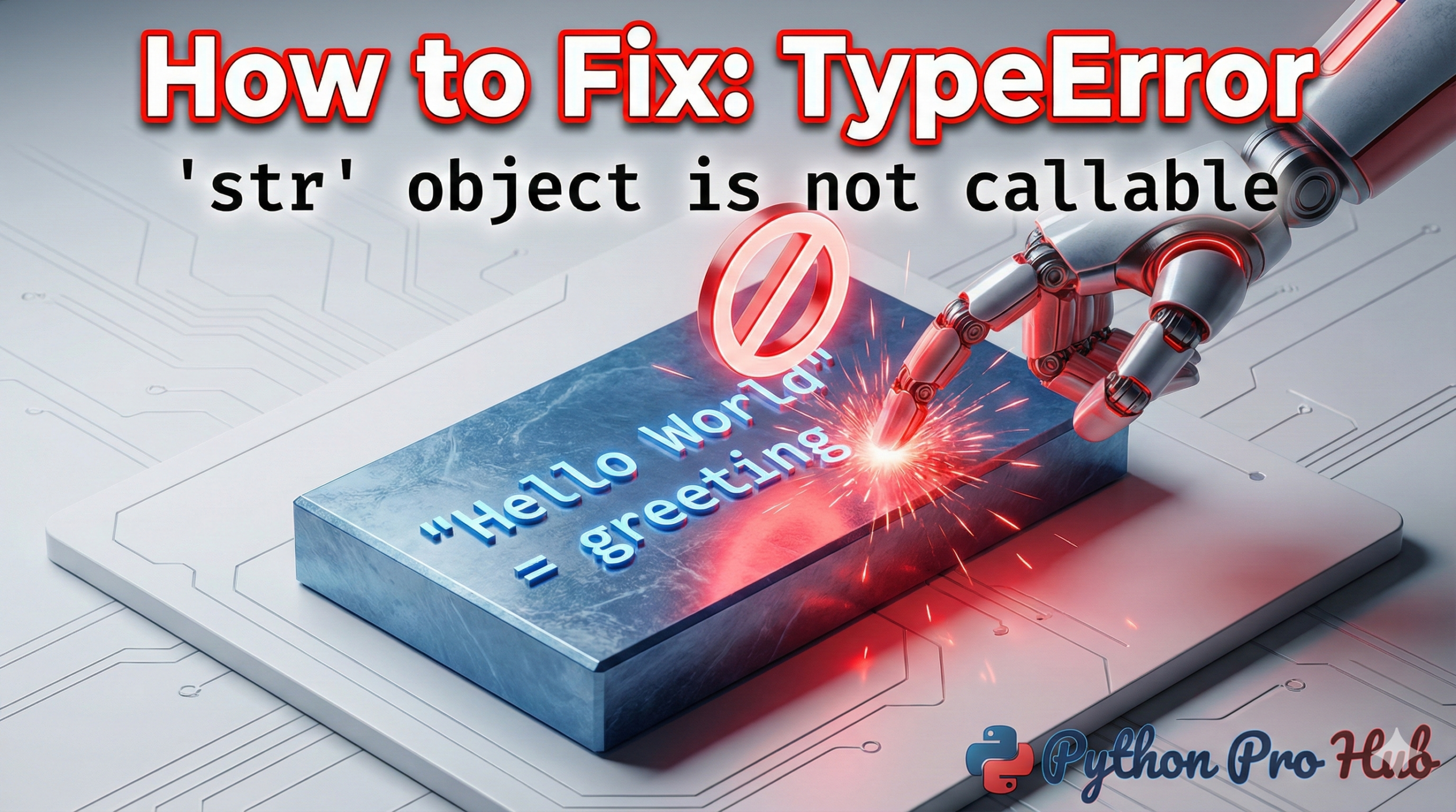 3D illustration of a TypeError showing a user trying to execute a string object as a function.