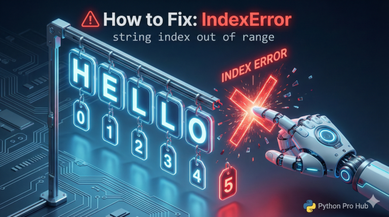 3D illustration of a pointer trying to access a character index that doesn't exist in a word, representing a String Index Out of Range error.