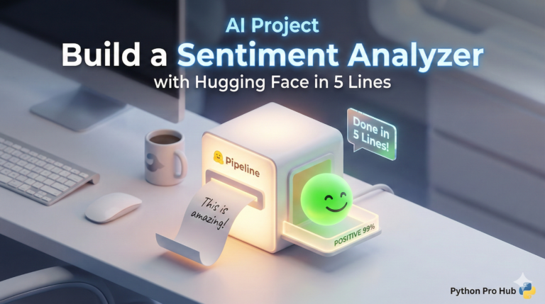 3D illustration of a Hugging Face device instantly converting text input into a positive sentiment smiley face output.