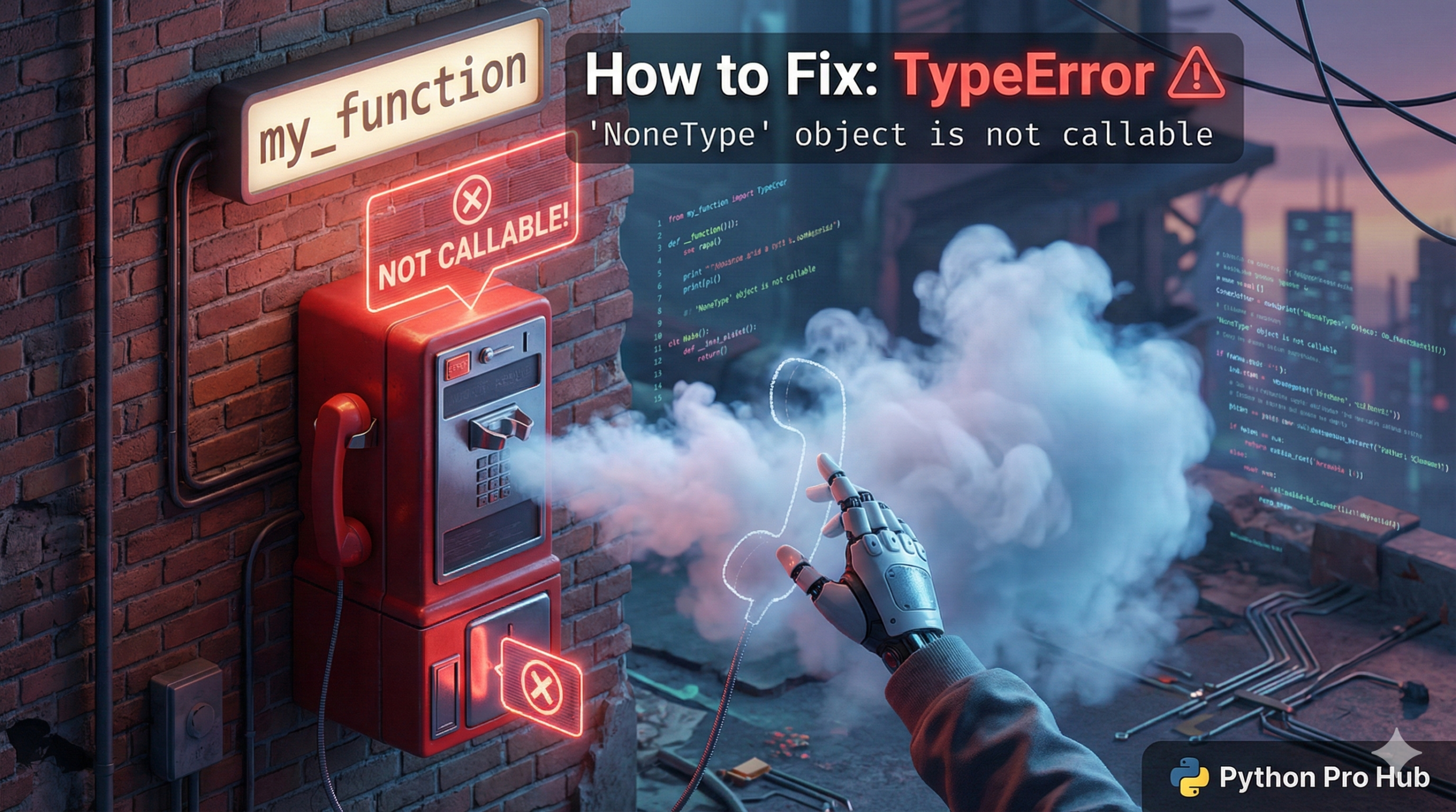 3D illustration of a user trying to use a phone that has vanished, representing the 'NoneType object is not callable' error.