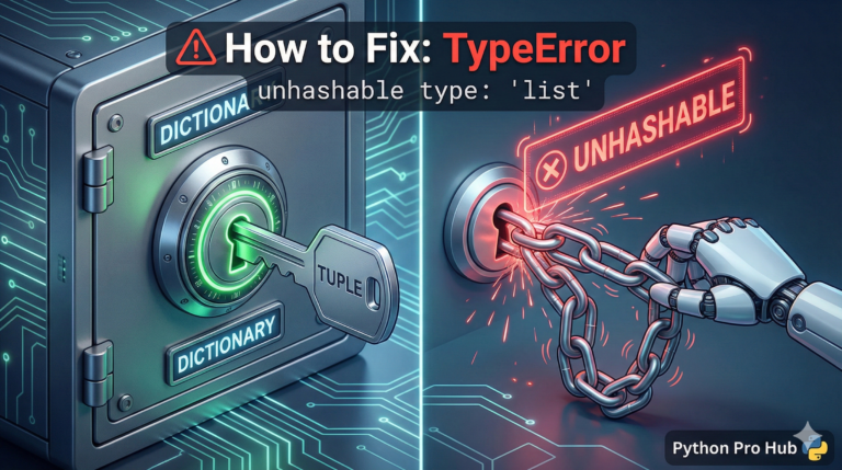 3D illustration of trying to use a flexible chain as a key for a lock, representing the unhashable type list error.