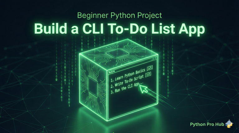 3D visualization of a holographic checklist inside a command line terminal, representing a Python To-Do List project.