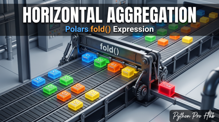 3D isometric illustration of a robotic folding machine sweeping horizontally across a multi-lane conveyor belt to combine wide data blocks into a single summary block.