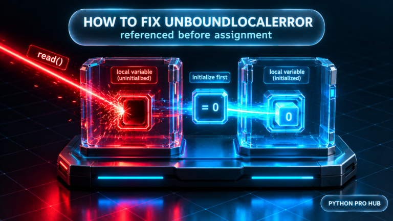 3D isometric tech render of a function scope chamber blocking a global variable connection until an initial default value locks into the local variable slot.